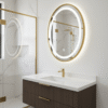 oval shaped diamond led mirror with frame