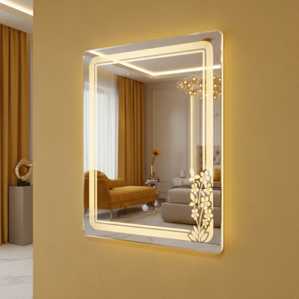 square shaped diamond led mirror