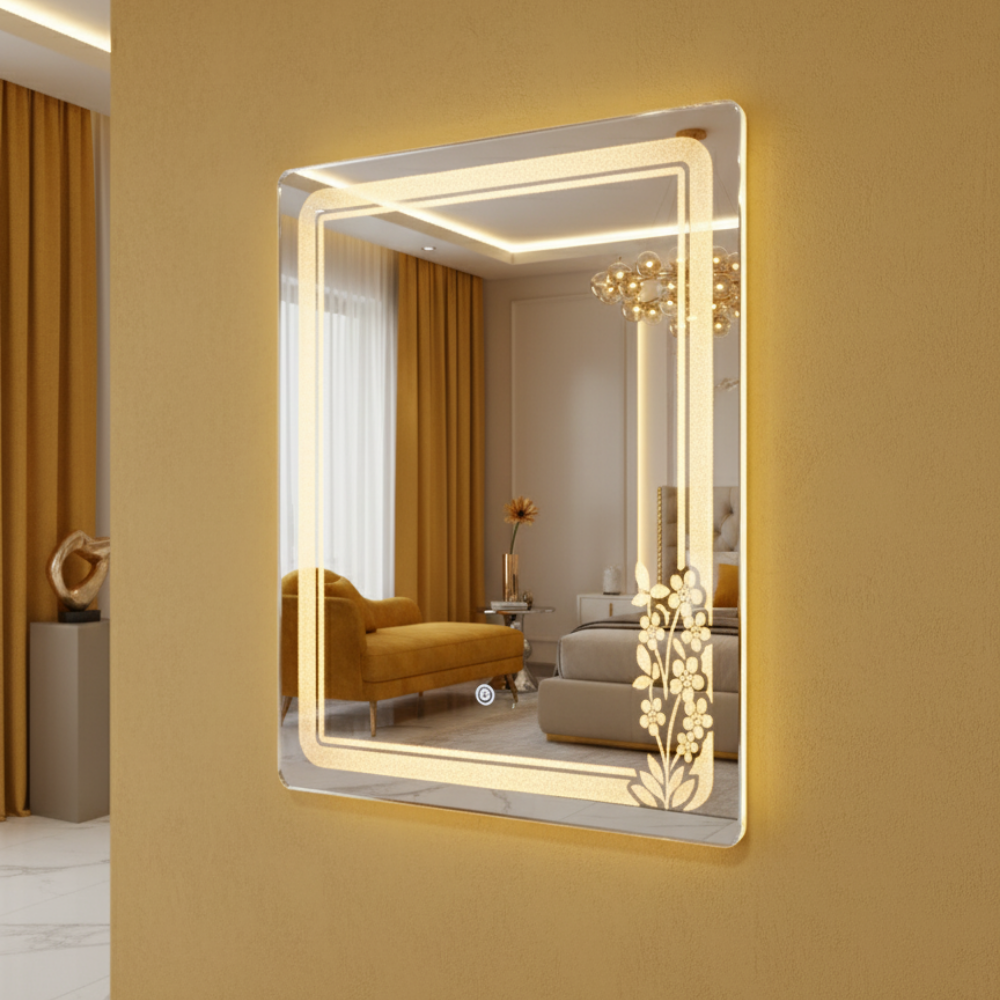 square shaped diamond led mirror